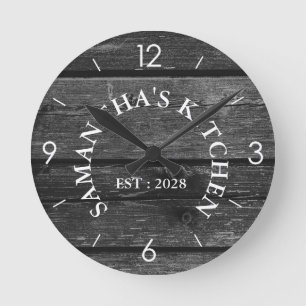 Horloge murale ronde personnalisée en bois rustiqu