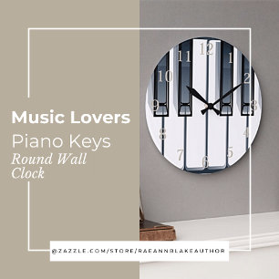 Horloge Murale Ronde Touches de Piano pour Amoureu