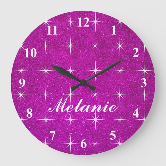 Horloge murale rose brillant pour filles (Recto)
