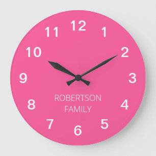 Horloge Murale Rose Chaud Minimaliste Personnalisé