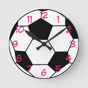 Horloge murale rose d'accent de ballon de football