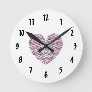Horloge murale rose de coeur de mosaïque