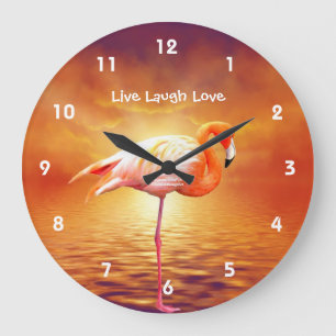 Horloge murale rose de plage de Flamant rose