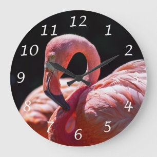 Horloge murale rose Flamant rose