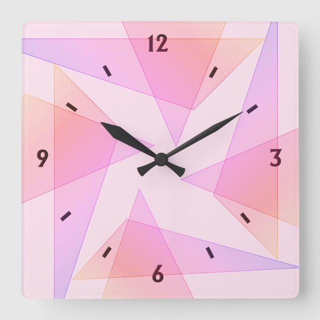 Horloge murale rose géométrique (Recto)
