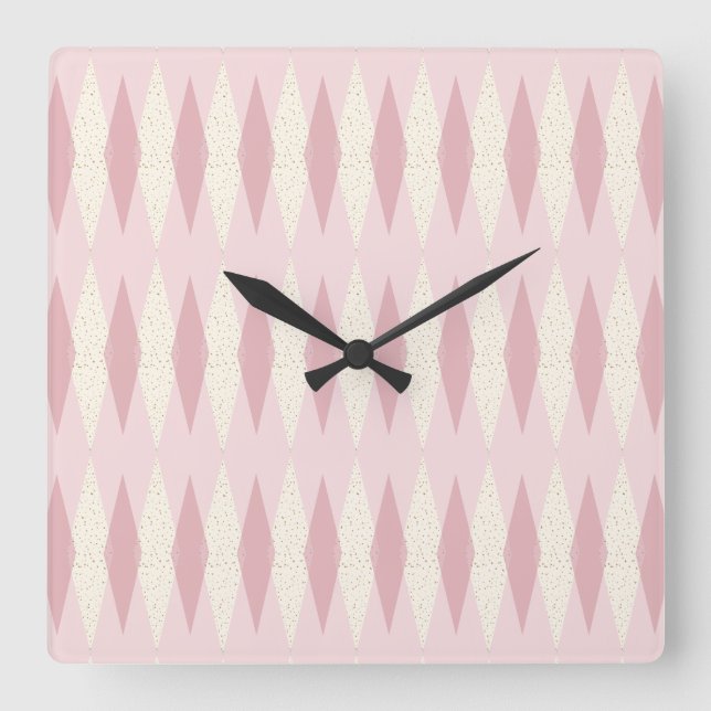 Horloge murale rose moderne de carré de Jacquard (Recto)