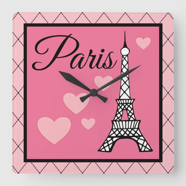 Horloge murale rose Paris  (Recto)