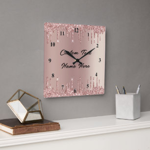Horloge murale rose Parties scintillant or avec te
