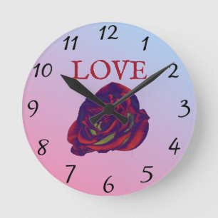 Horloge murale rose rouge