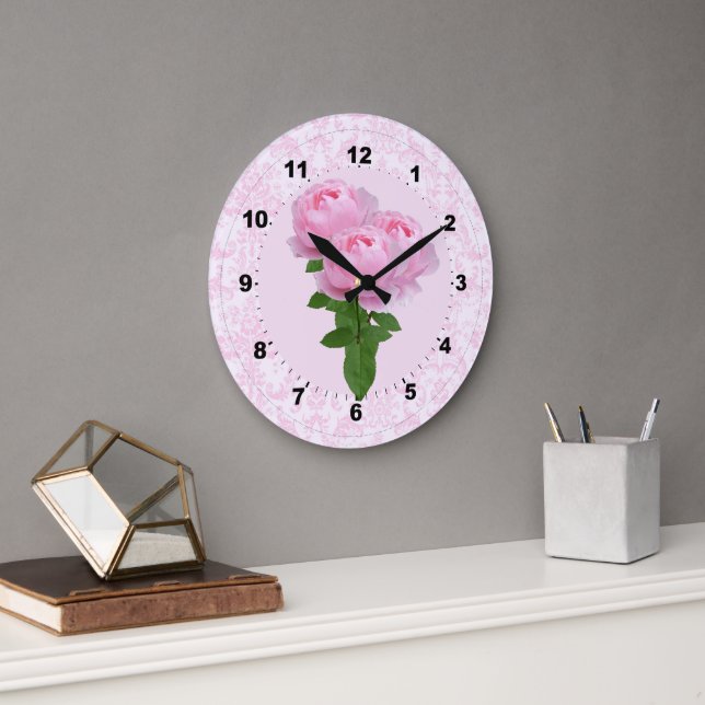 Horloge murale rose vintage rose (Bureau)