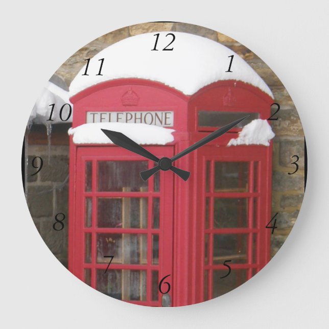 Horloge murale rouge de boîte de téléphone avec (Recto)
