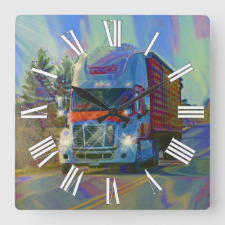 Horloge murale rouge de camion de transport lourd