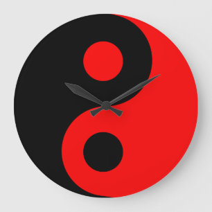 Horloge murale rouge de Yin Yang