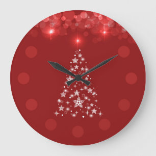 Horloge murale rouge élégante d'arbre de Noël de