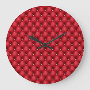 Horloge murale rouge en cuir luxueuse de FAUX