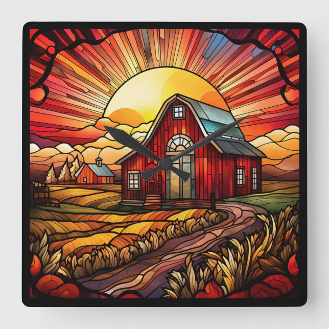 Horloge murale rouge en verre tendu (Recto)