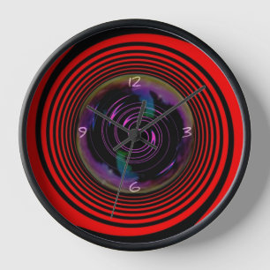 Horloge murale rouge et noir tourbillon