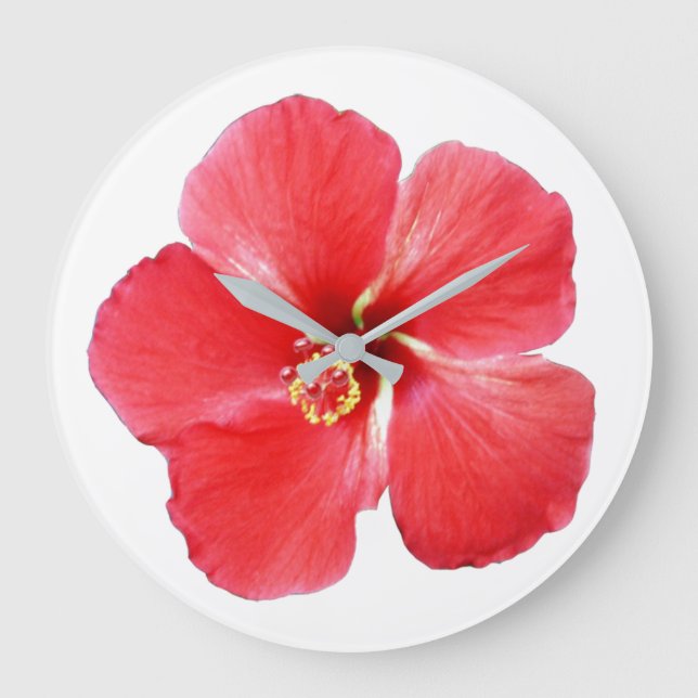 Horloge murale rouge Hibiscus (Recto)