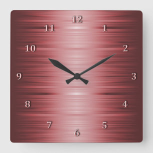 Horloge murale rouge ombragée de carré rouge de