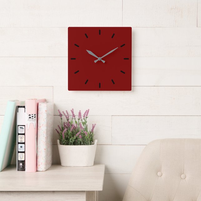 Horloge murale rouge profond élégante – Carrée de  (Salle de lecture)