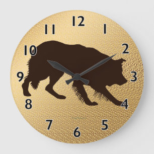 Horloge murale rugueuse d'ombre de border collie