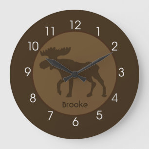 Horloge murale Rustic Moose Cabin Log Home