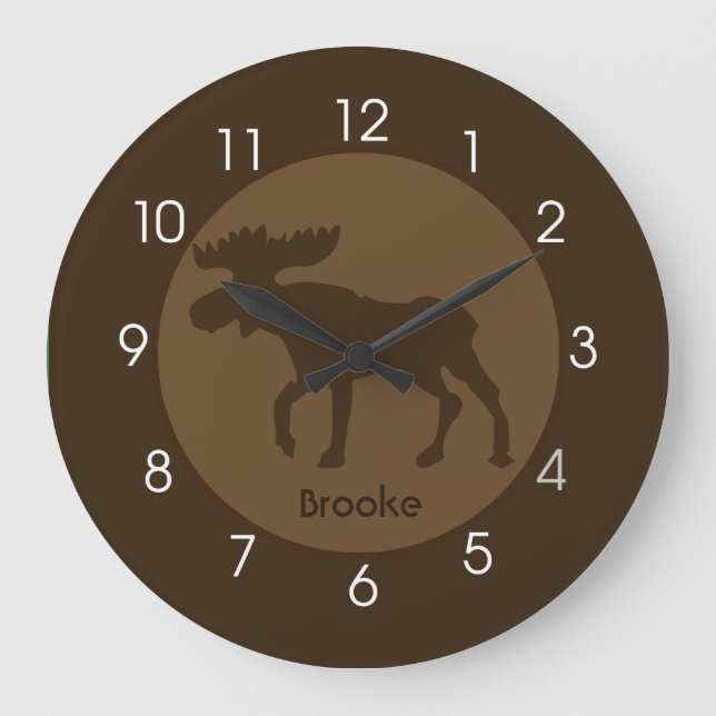 Horloge murale Rustic Moose Cabin Log Home (Recto)