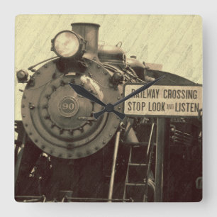 Horloge murale rustique de train