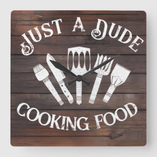 Horloge murale rustique "Dude Cuisine Food" - BBQ 