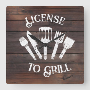Horloge murale Rustique "Licence De Grill" - BBQ D