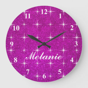 Horloge murale scintillante rose Girly de parties