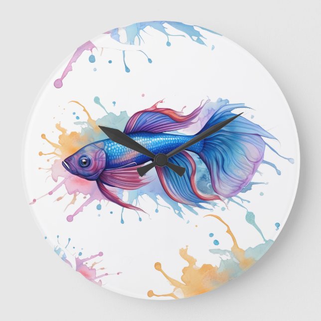 Horloge murale - série aquarelle : Betta Fish (Recto)