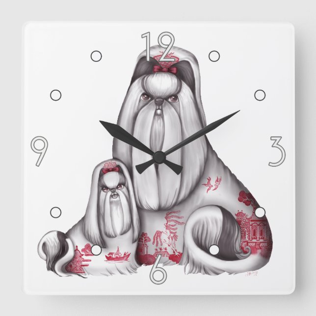 Horloge murale Shih Tzus Red Willow (Recto)