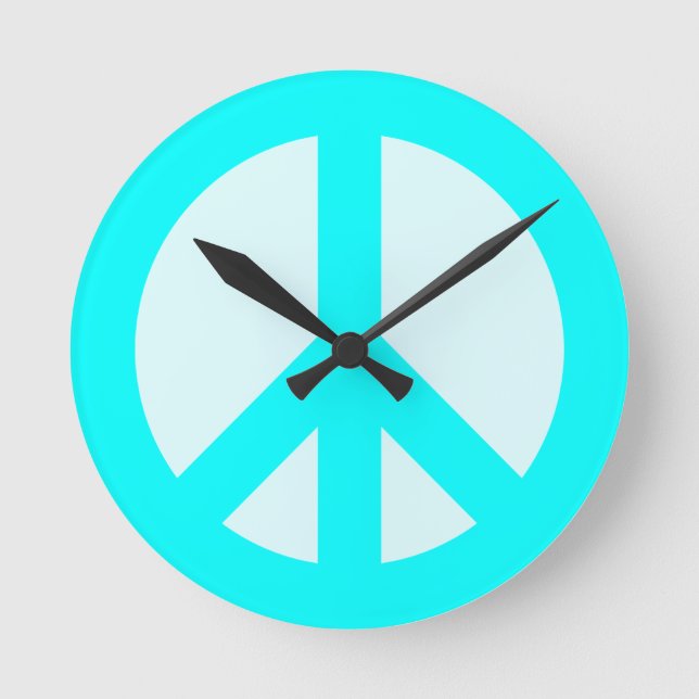 Horloge murale signe de paix cyan clair (Recto)