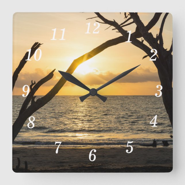 Horloge murale Silhouette Arbre Soleil Folle (Recto)