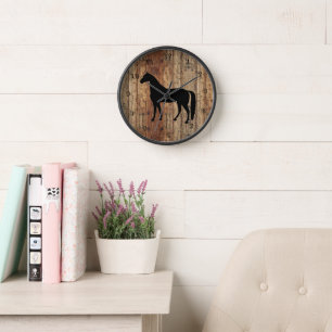 Horloge murale silhouette de cheval pur-sang