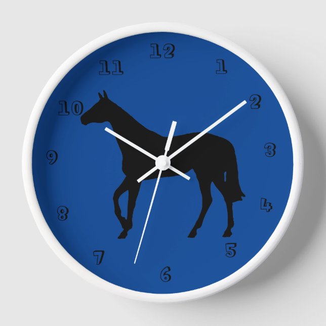 Horloge murale silhouette de cheval pur-sang (Recto)