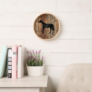 Horloge murale silhouette de cheval pur-sang