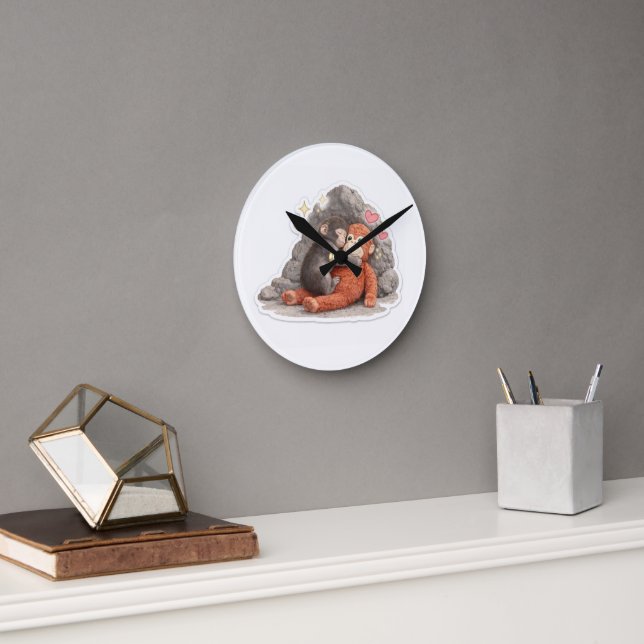 Horloge murale singe bébé mignon – Anima esthétiqu (Bureau)