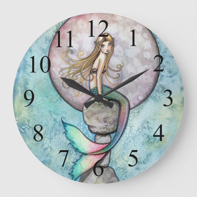 Horloge murale Sirène de la Lune qui coule (Recto)