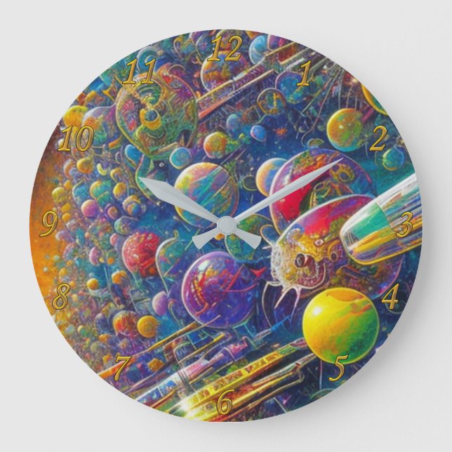 Horloge murale Space Race avec chiffres (Recto)