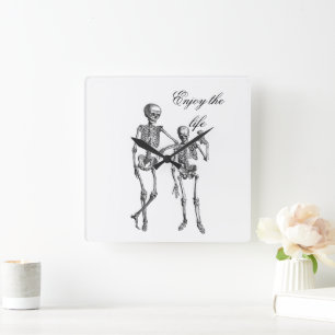 Horloge murale squelette couple Enjoy the Life