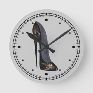 Horloge murale stylet noire et de cuivre d'art de