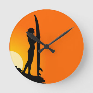 Horloge murale Surfer Girl