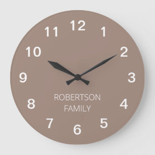 Horloge murale taupe minimaliste personnalisée