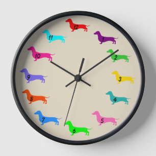 Horloge murale teckel multicolore