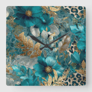 Horloge murale texture turquoise