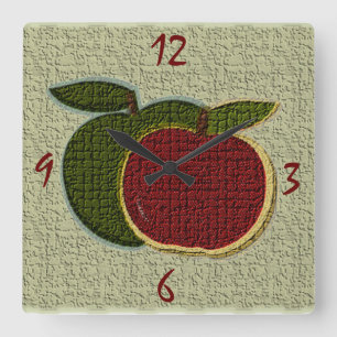 Horloge murale texturisée de pommes (sauge)