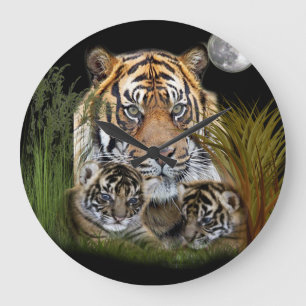 Horloge murale tigre et petits