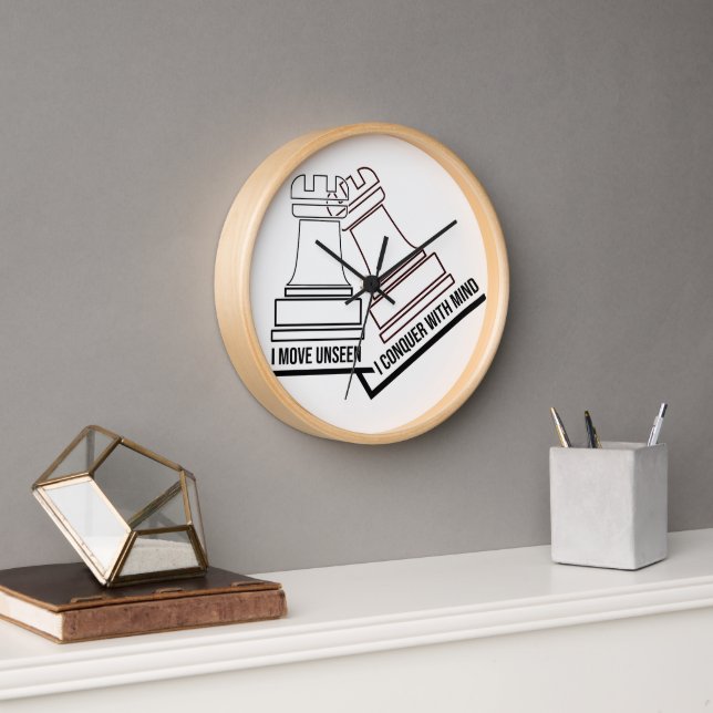 Horloge murale Tour d'échecs – "Je bouge invisible (Bureau)